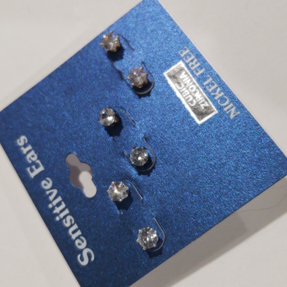 3 Silver-tone Sparkling Cubic Zirconia Crystal Stud Earring - Women's Jewelry - Picture 4 of 6